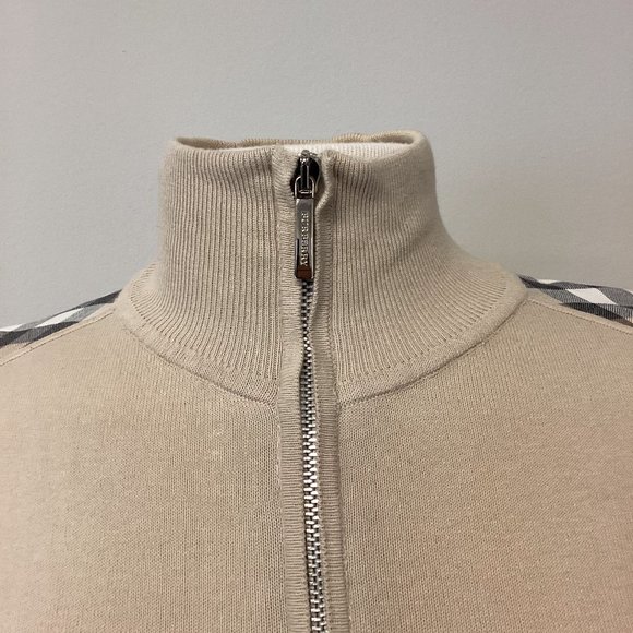 Burberry London Tan House Check Zip Front Sweater Sz S - Picture 5 of 8
